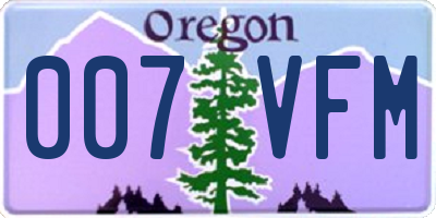 OR license plate 007VFM