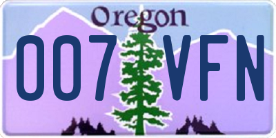 OR license plate 007VFN