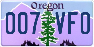 OR license plate 007VFO