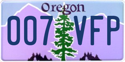 OR license plate 007VFP