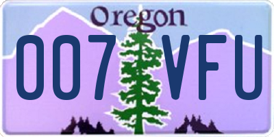 OR license plate 007VFU