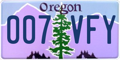 OR license plate 007VFY