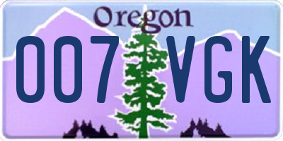 OR license plate 007VGK