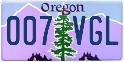 OR license plate 007VGL