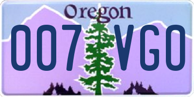 OR license plate 007VGO