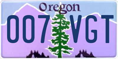 OR license plate 007VGT