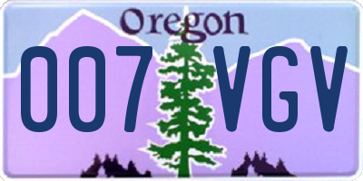OR license plate 007VGV