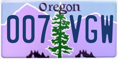 OR license plate 007VGW