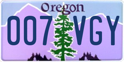 OR license plate 007VGY