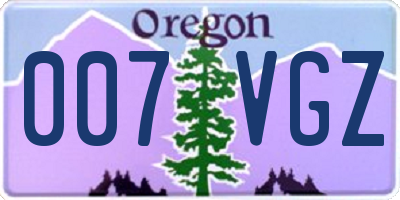 OR license plate 007VGZ