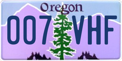 OR license plate 007VHF