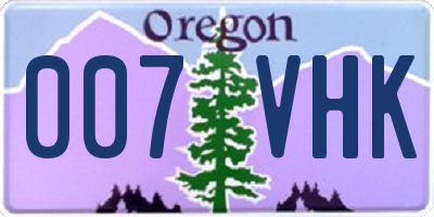 OR license plate 007VHK