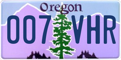 OR license plate 007VHR