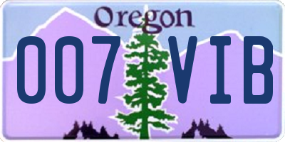 OR license plate 007VIB
