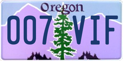 OR license plate 007VIF
