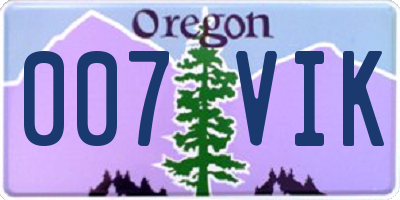 OR license plate 007VIK