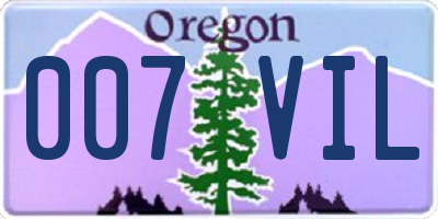 OR license plate 007VIL