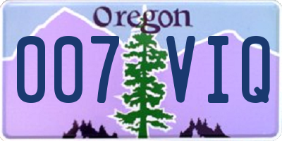 OR license plate 007VIQ