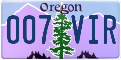 OR license plate 007VIR