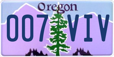 OR license plate 007VIV
