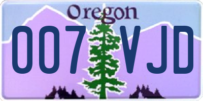 OR license plate 007VJD