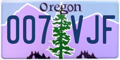 OR license plate 007VJF