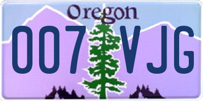 OR license plate 007VJG