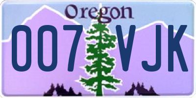 OR license plate 007VJK