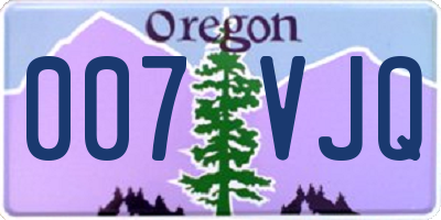 OR license plate 007VJQ