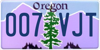 OR license plate 007VJT