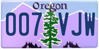 OR license plate 007VJW
