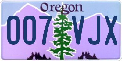 OR license plate 007VJX