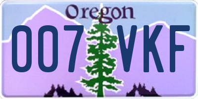 OR license plate 007VKF