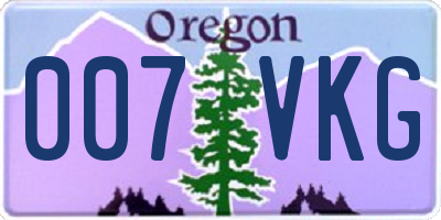 OR license plate 007VKG