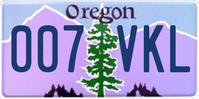 OR license plate 007VKL