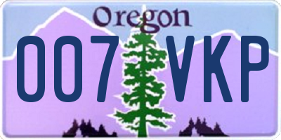 OR license plate 007VKP