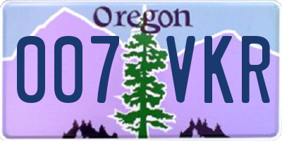 OR license plate 007VKR
