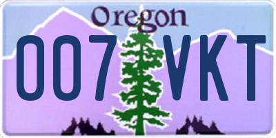 OR license plate 007VKT