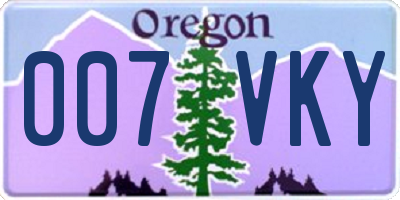 OR license plate 007VKY