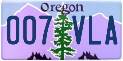 OR license plate 007VLA