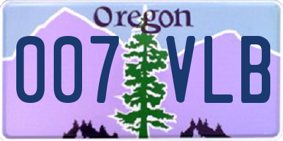 OR license plate 007VLB