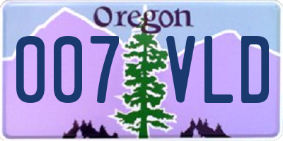 OR license plate 007VLD