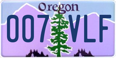 OR license plate 007VLF