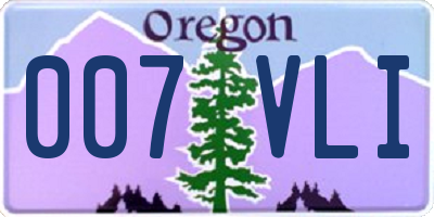OR license plate 007VLI