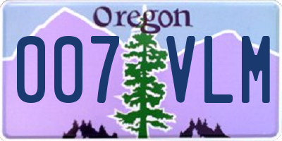 OR license plate 007VLM