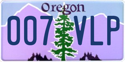 OR license plate 007VLP