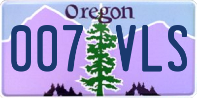 OR license plate 007VLS