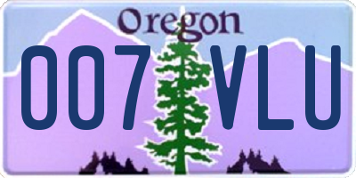OR license plate 007VLU