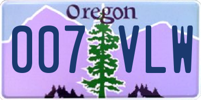 OR license plate 007VLW
