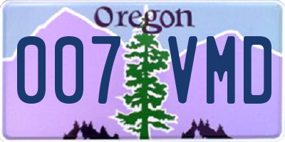 OR license plate 007VMD